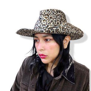 Vintage Y2K animal print leopard cheetah cowboy hat